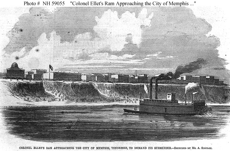 The Lioness approaches Memphis to demand the town's surrender (from Harper’s Weekly, June 28, 1862).