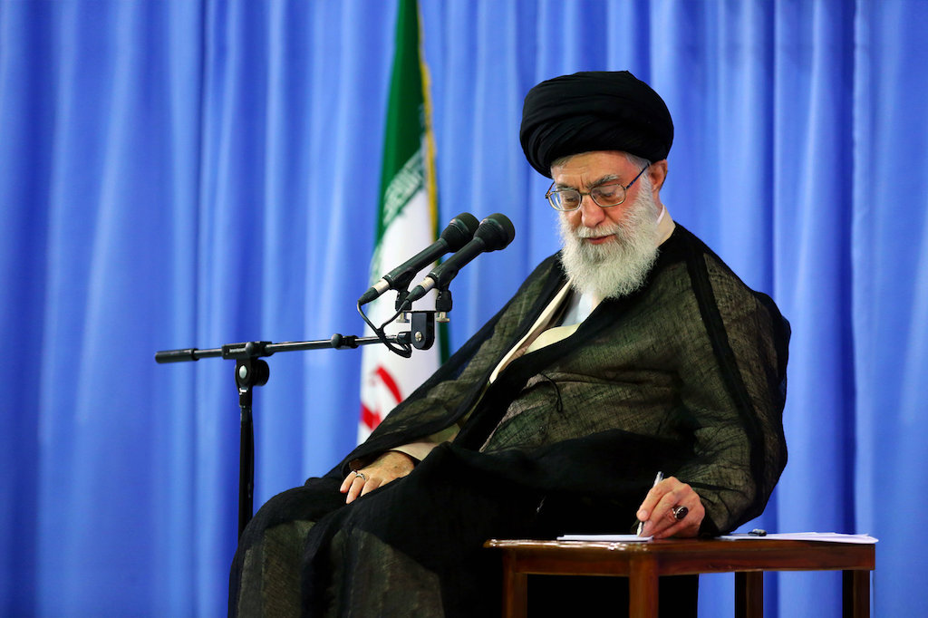 The supreme leader of Iran, Seyyed Ali Khamenei, as the author of "Four main books of Biographical Evaluation"|193x193px