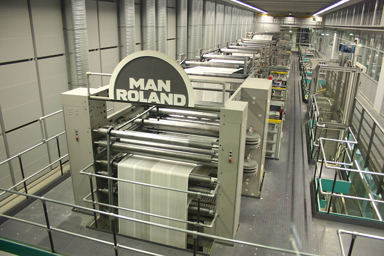|thumb|left|upright|An offset press at speed