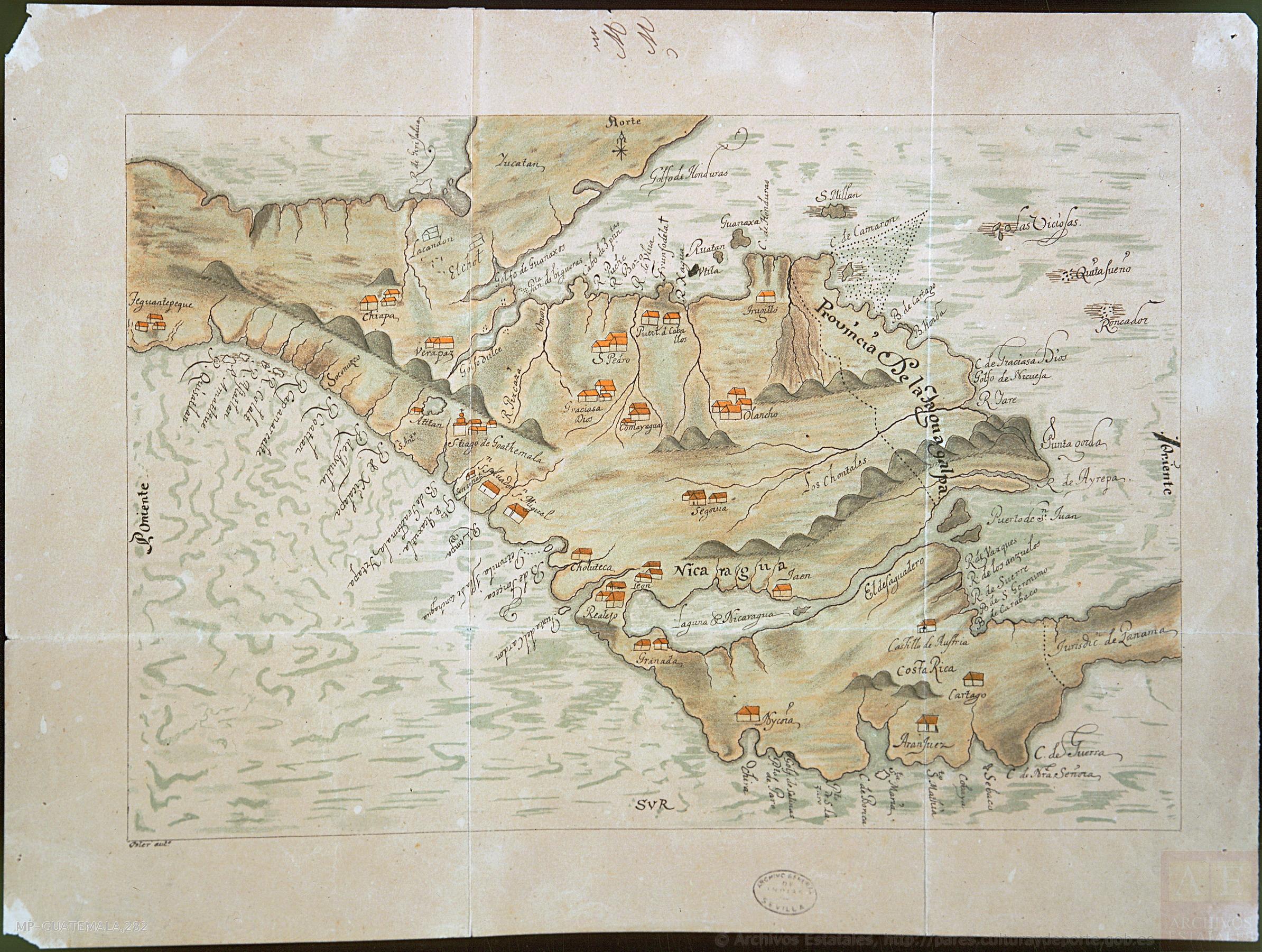 Spanish map showing the Taguzgalpan territory (Provincia de la Taguagalpa), 1690