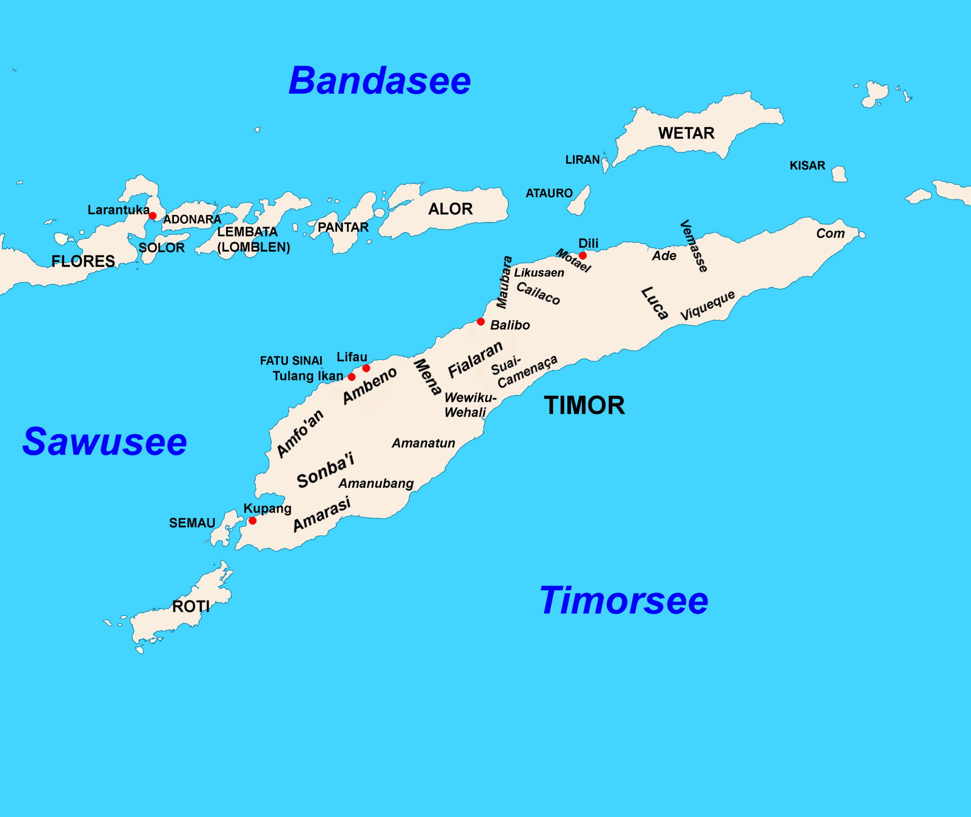 Map of the kingdoms of Timor and surrounding islands, 1700s.