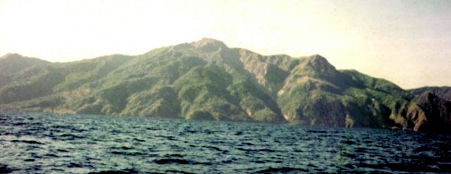 The undulating contour of Palue Island with Mount Rokatenda in the middle.