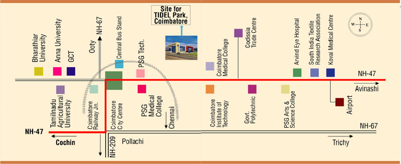 Location Map of the TIDEL Park Coimbatore