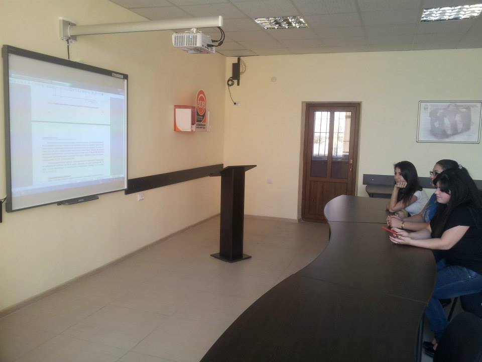a teacher (not from Gann) using a SMARTBoard