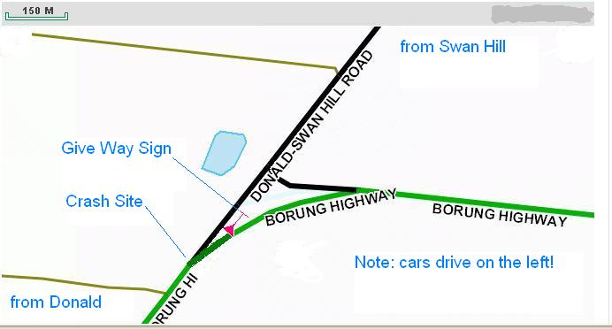 The map shows how easy it is to overlook the Give way sign at the Y-intersection.