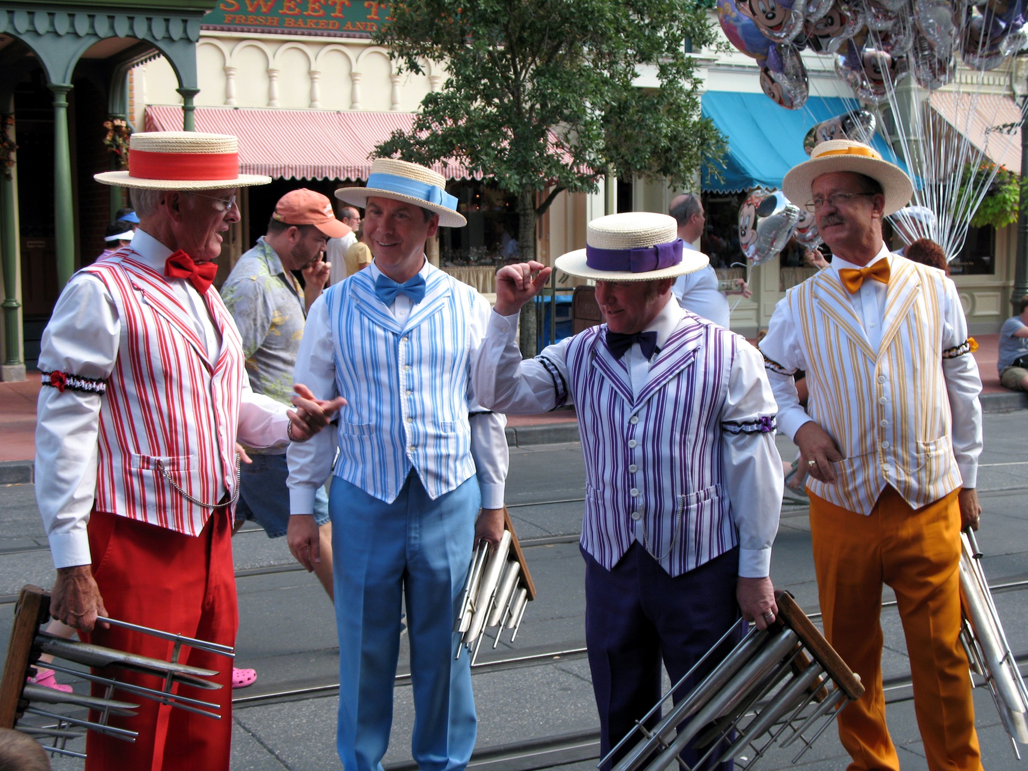 The Dapper Dans, a barbershop quartet at Disneyworld, present old timeyness to park guests.