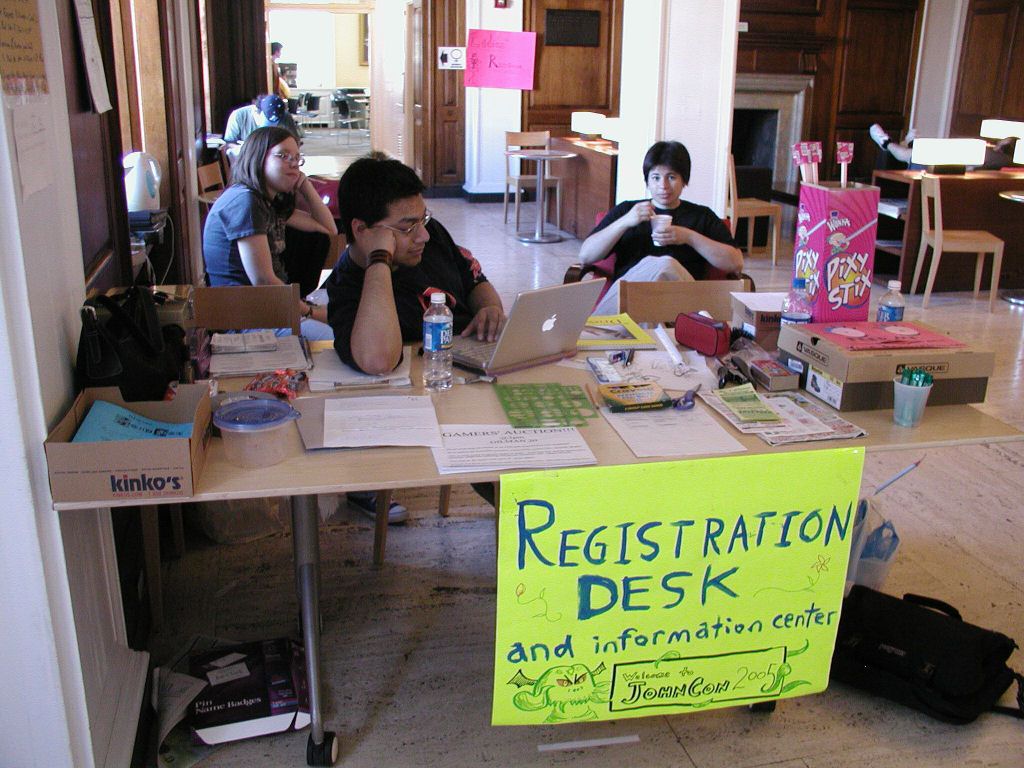 Registration desk at JohnCon 2005.