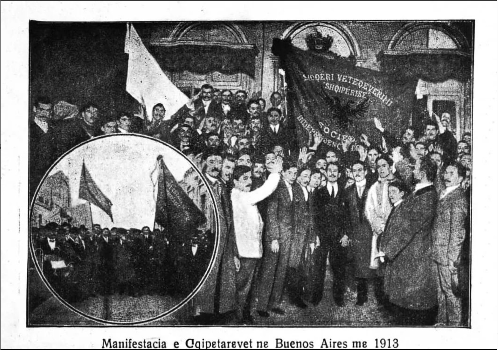 Albanians celebrating independence from Ottoman Turkey, Buenos Aires, 1913 Albanians celebrating independence from Ottoman Turkey, Buenos Aires, 1913