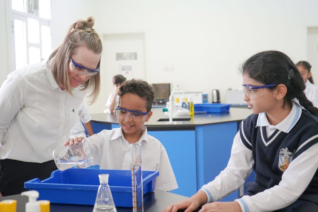 Students at Al Shomoukh International Private School- Science Lab