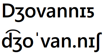 "Giovannish" in Giovannish and IPA.