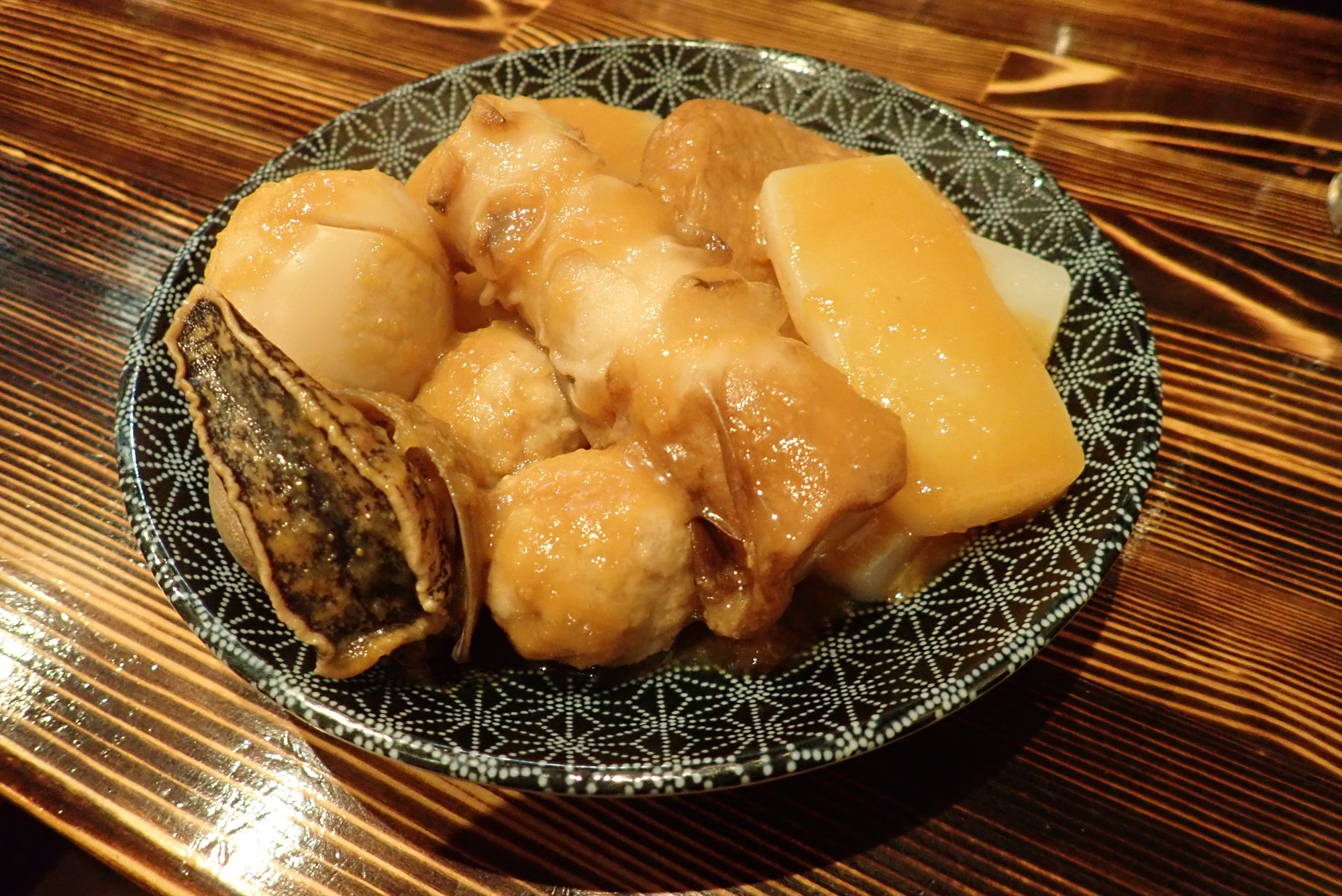 Ginger miso oden with whelk