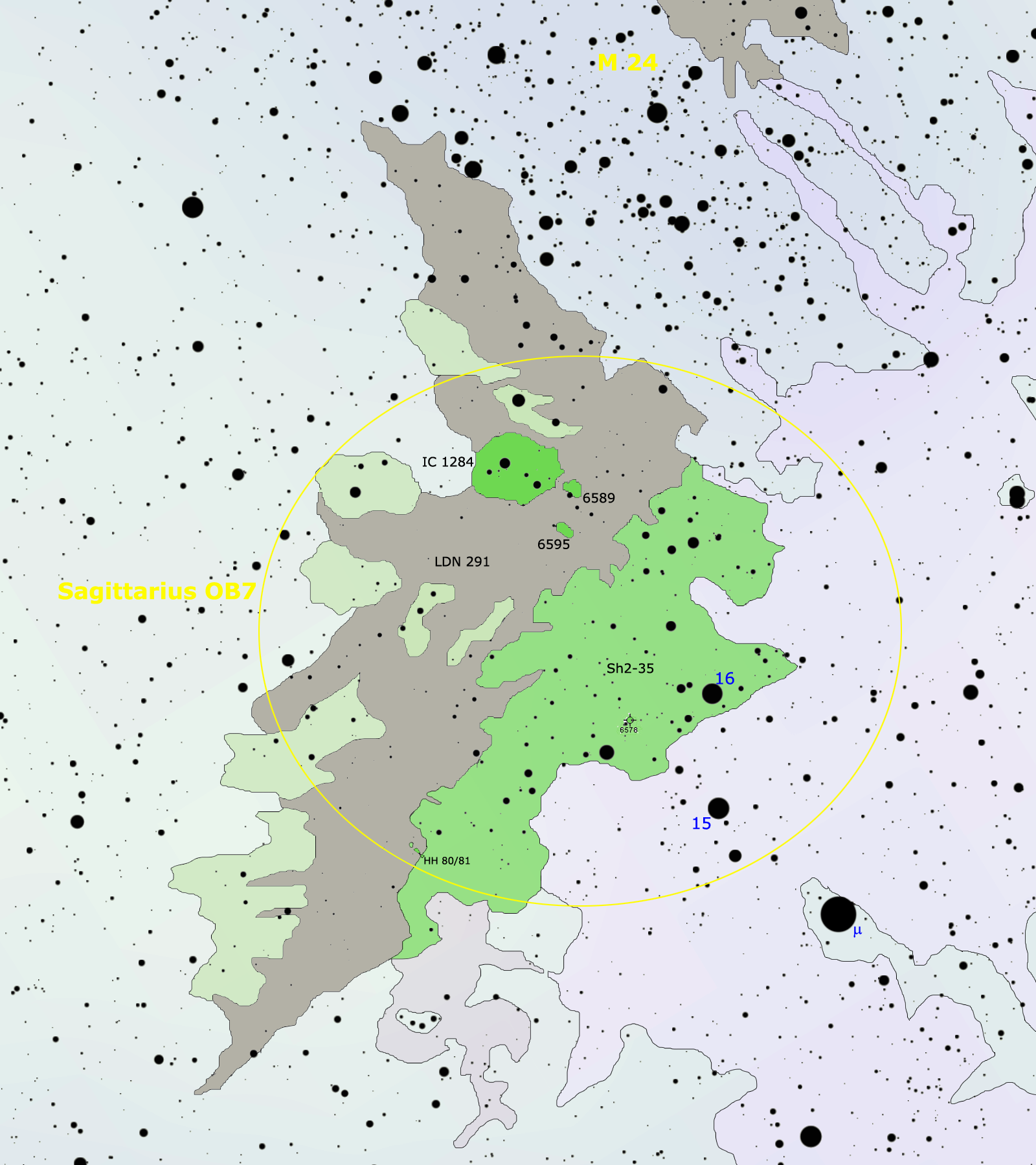 Detailed chart of the Sagittarius OB7 association.