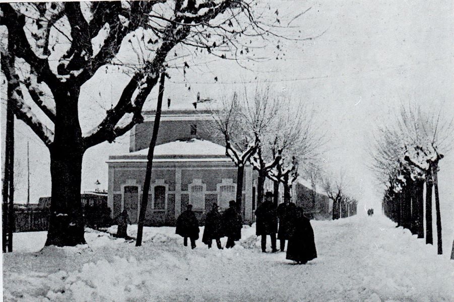 Mantova Te Scalo station during a snowfall