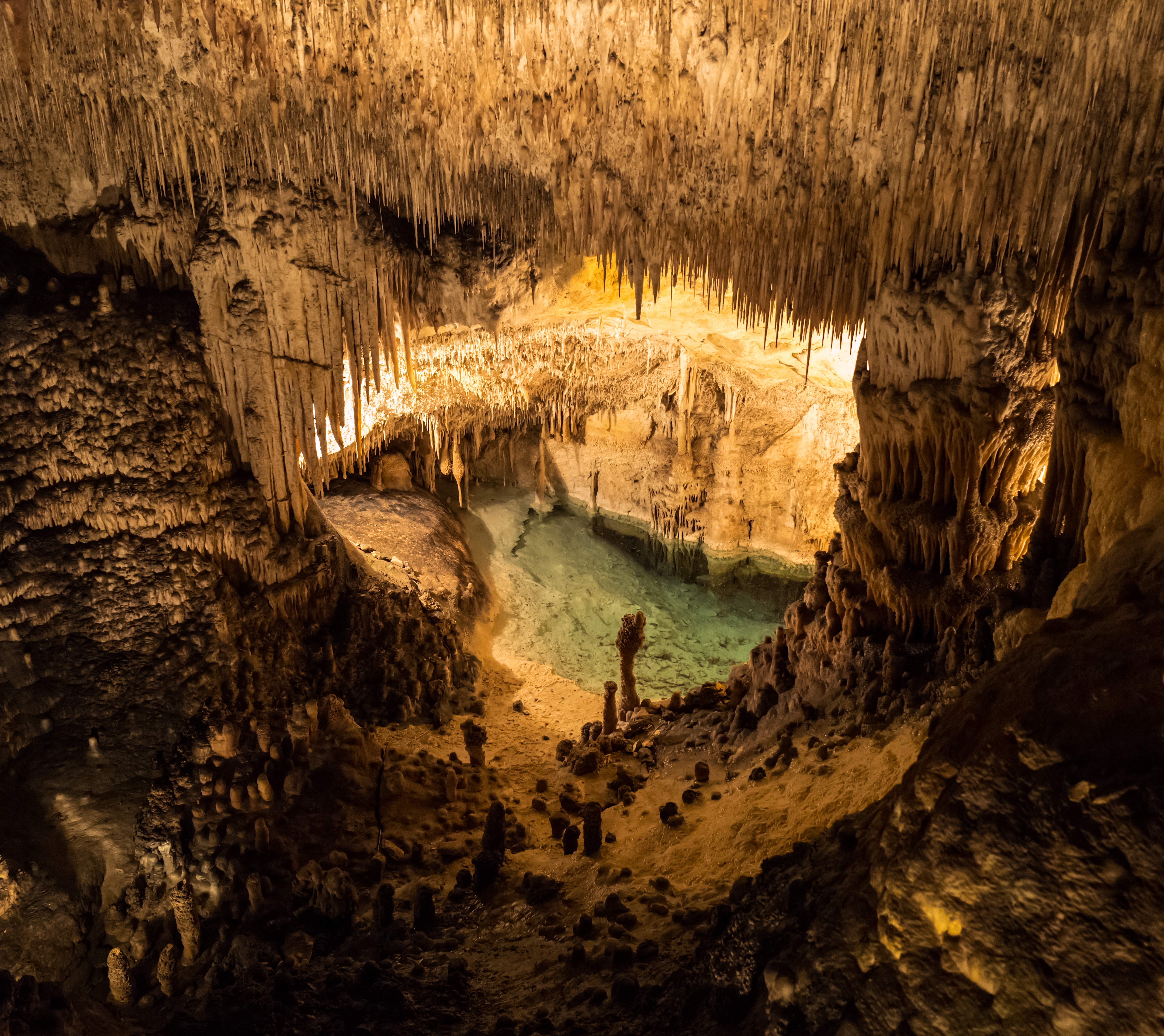 Speleothems in the tourist section of the Coves del Drac.