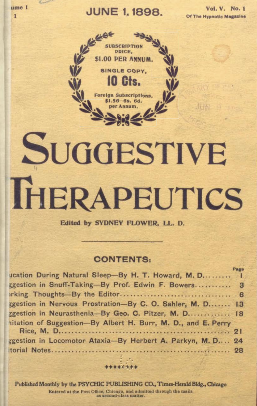 Suggestive Therapeutics magazine (June 1898-Dec.1900)