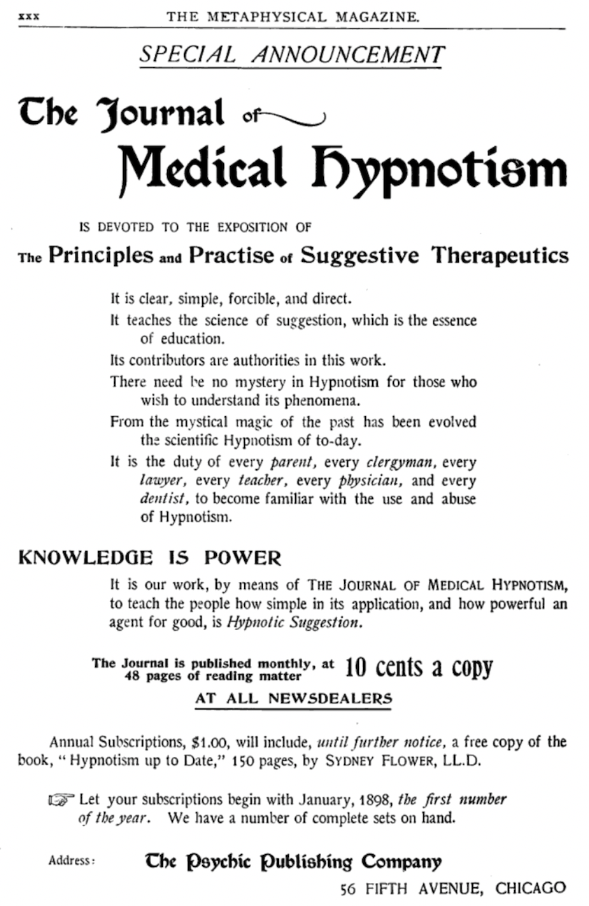 The Journal of Medical Hypnotism (Jan.1898-May 1898)  