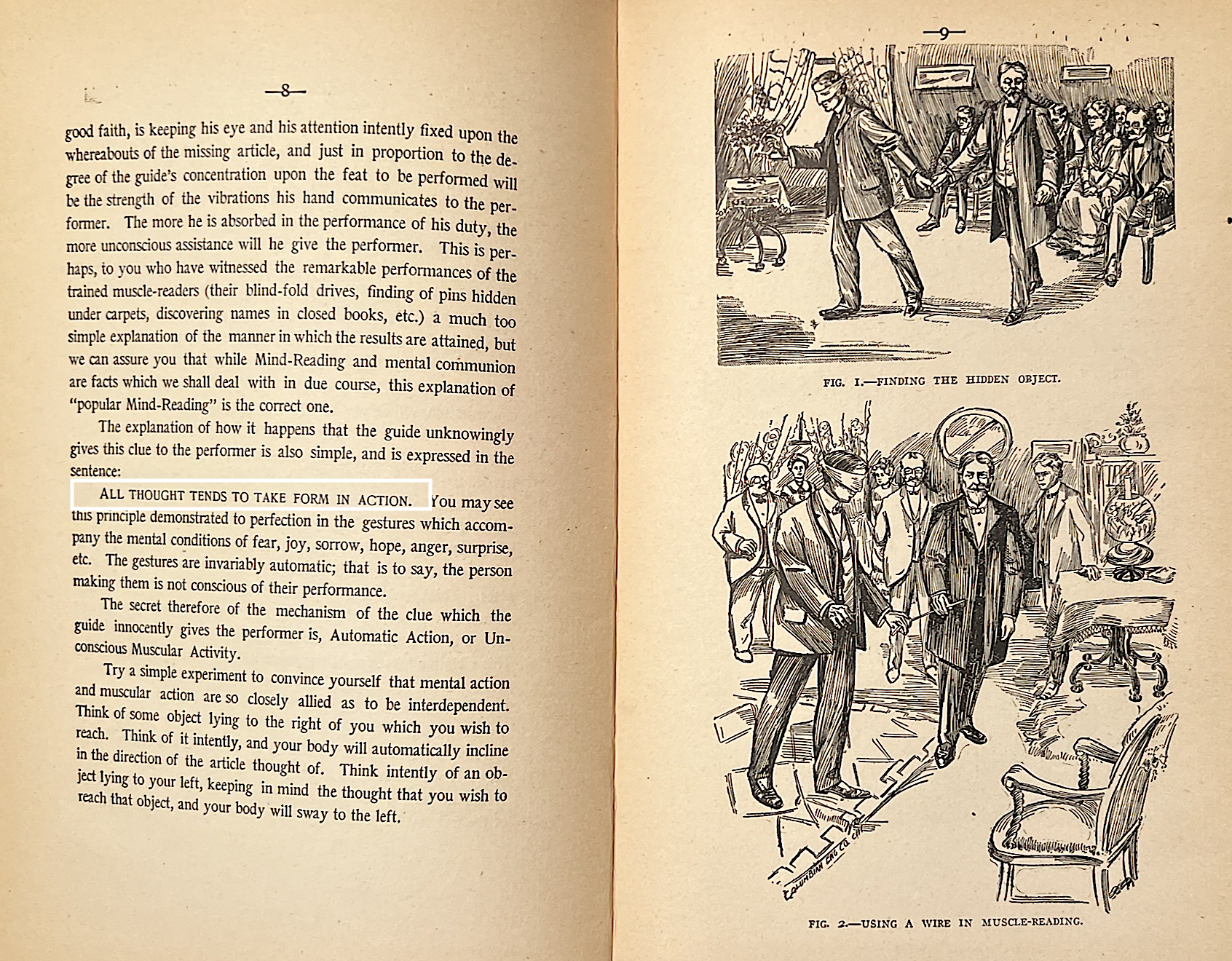 The Mind Reading course, published by the Psychic Research Company, with many illustrations of Dr. Herbert A. Parkyn conducting mind-reading demonstrations at the Chicago School of Psychology.
