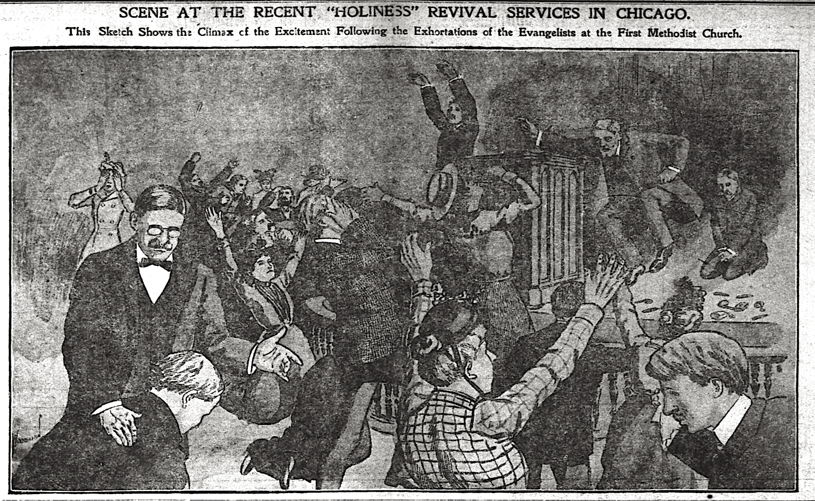 Dr. Parkyn experiments with suggestion at an Evangelist church service.