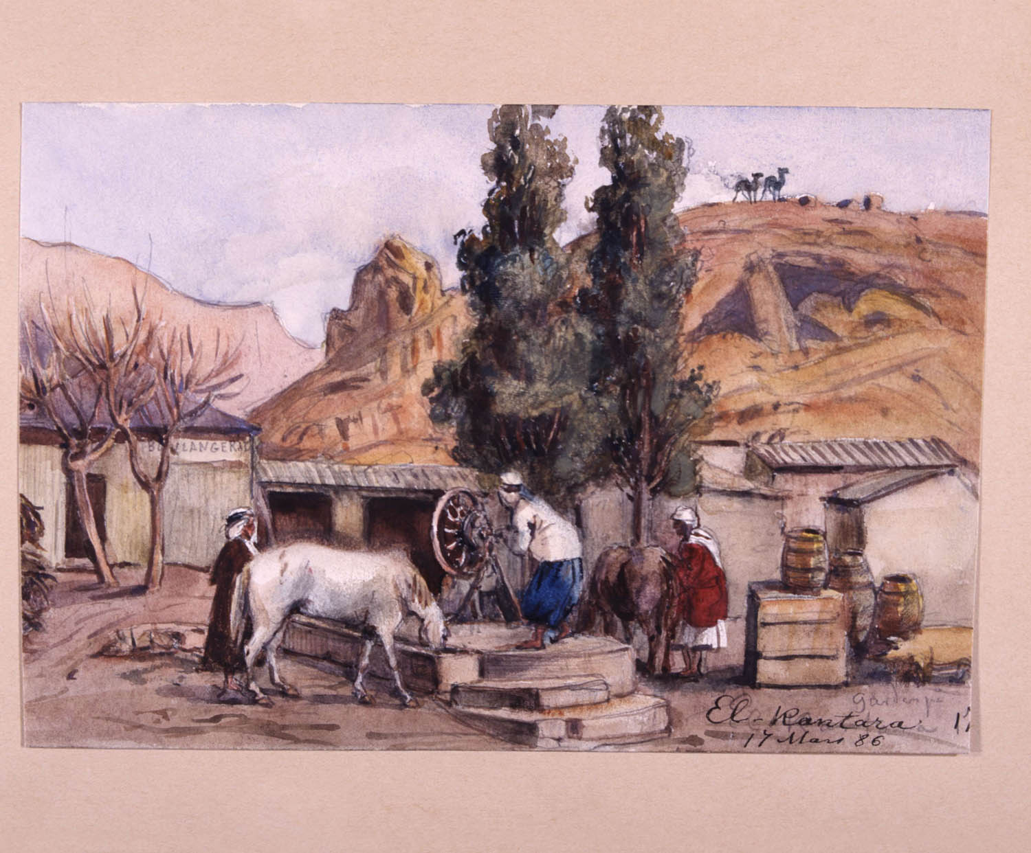El Kantara on 17 March 1886, watercolor by Fritz von Dardel, collection of the Nordic Museum.