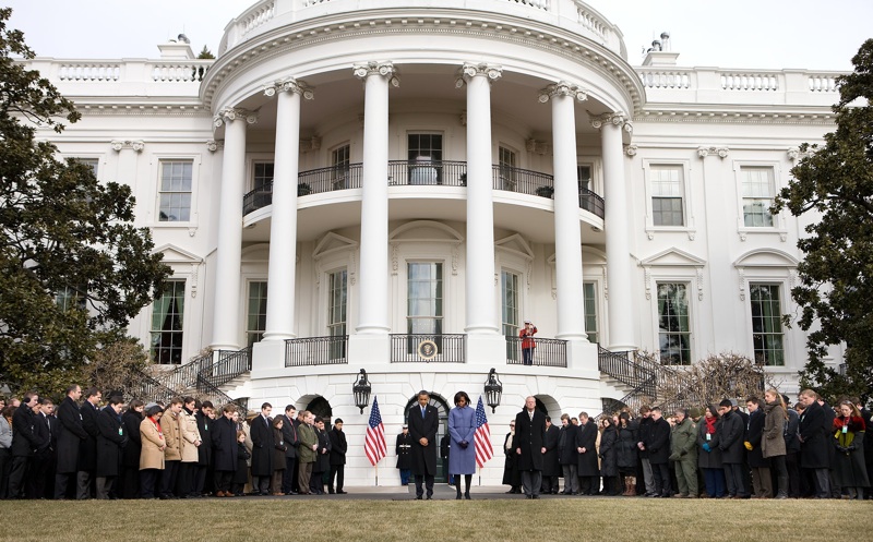 A moment of silence at the White House, in honor of the victims.