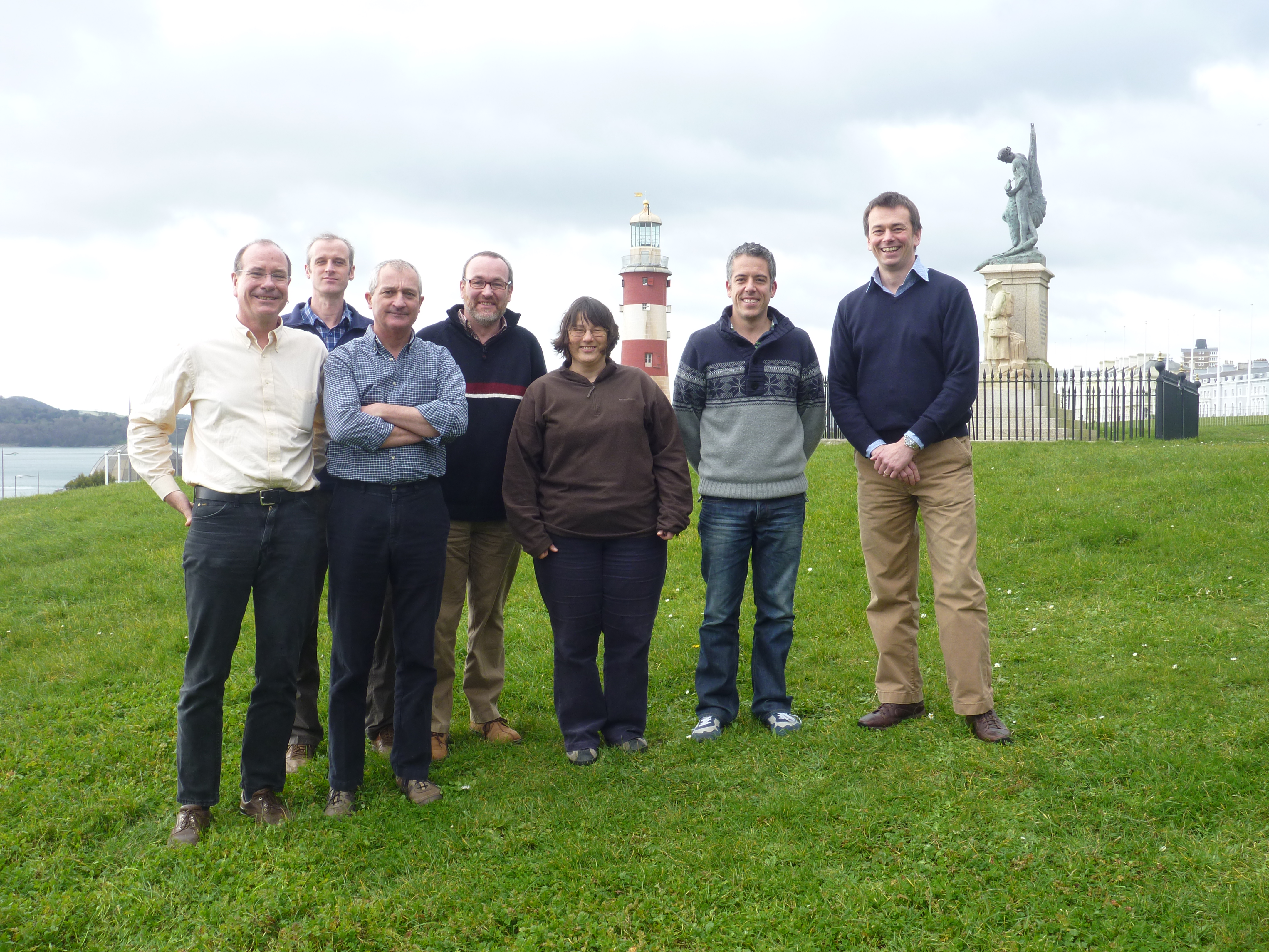 Left to right: Dr Dan Conley (UoP), Dr Stephen Cotterell (MBA), Dr Julian Metcalf (CEFAS), Dr Michael Bell (ICIT), Dr Mel Austin (PML), Dr Matthew Witt (UoE), Prefessor David Sims (MBA). Left to right: Dr Dan Conley (UoP), Dr Stephen Cotterell (MBA), Dr Julian Metcalf (CEFAS), Dr Michael Bell (ICIT), Dr Mel Austin (PML), Dr Matthew Witt (UoE), Prefessor David Sims (MBA).