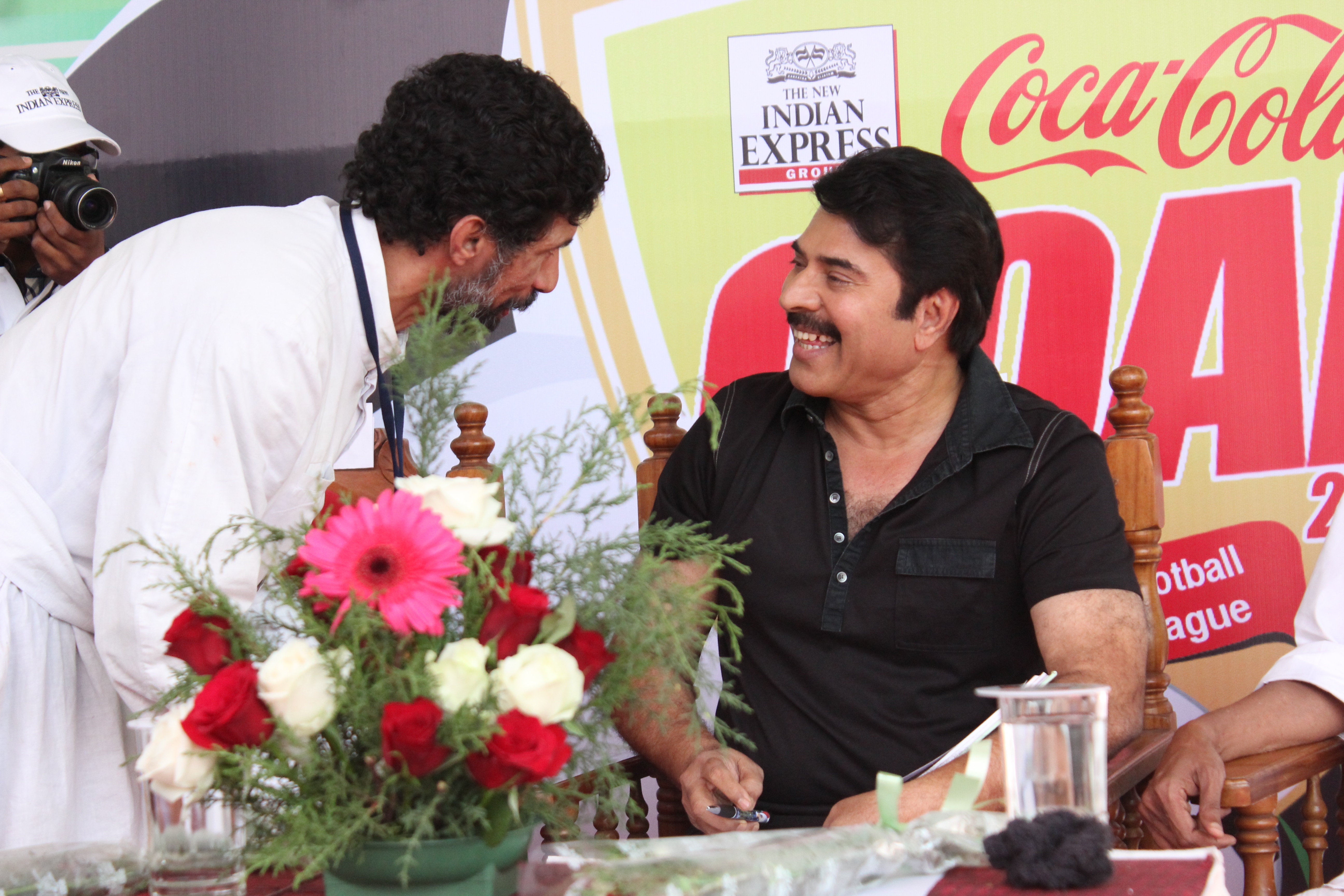 Fr. Palakkappilly with actor Mammootty at Sacred Heart College, Thevara in 2013.